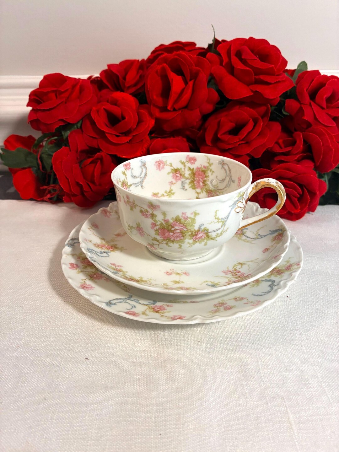Theodore Haviland Limoges Princess Pattern Three Piece Teacup and