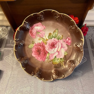 Carl Tielsch C. T. Altwasser Hand Painted Roses Charger Plate