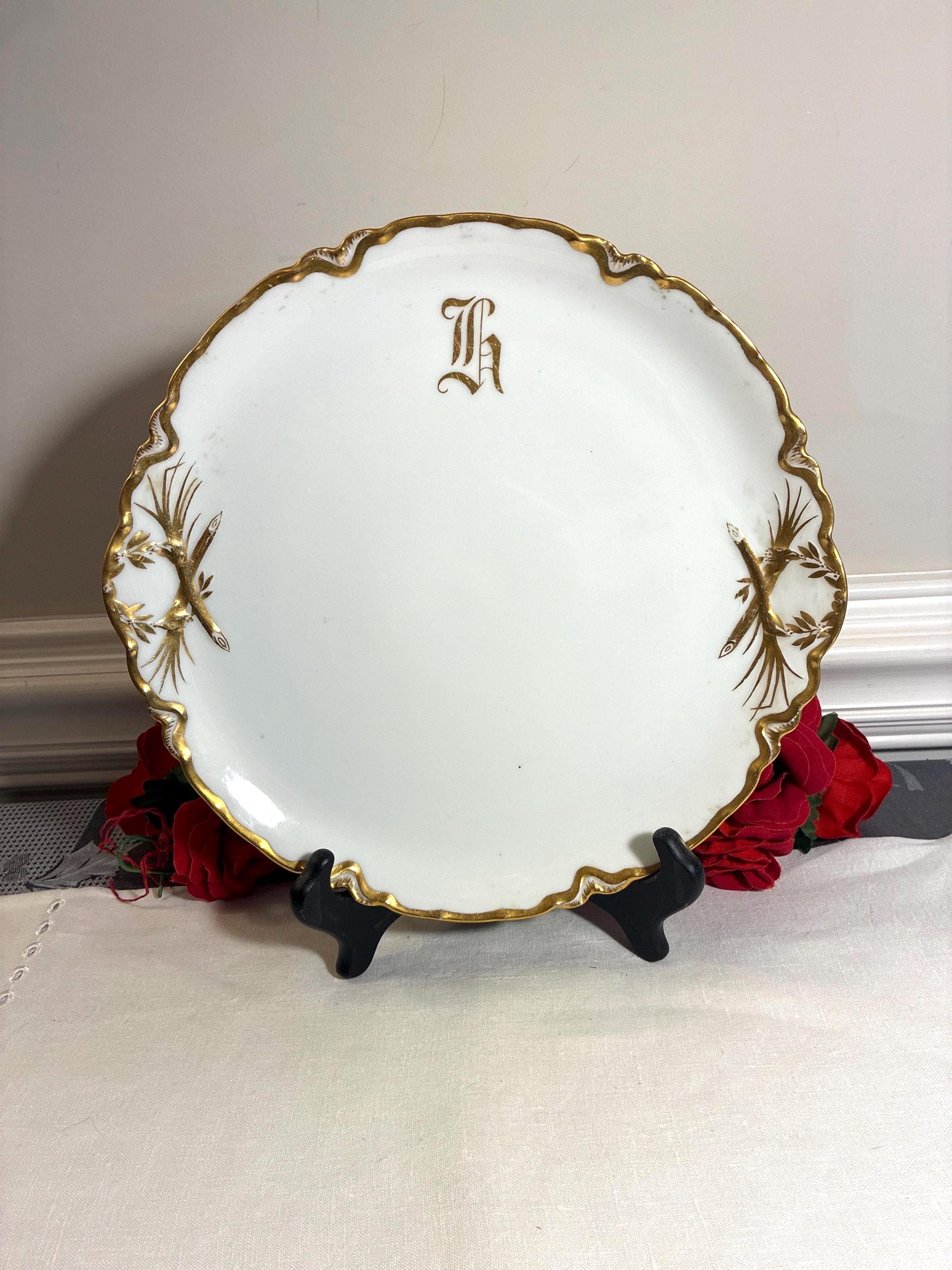 Haviland Limoges Ranson White With Gold Edge Monogrammed “H