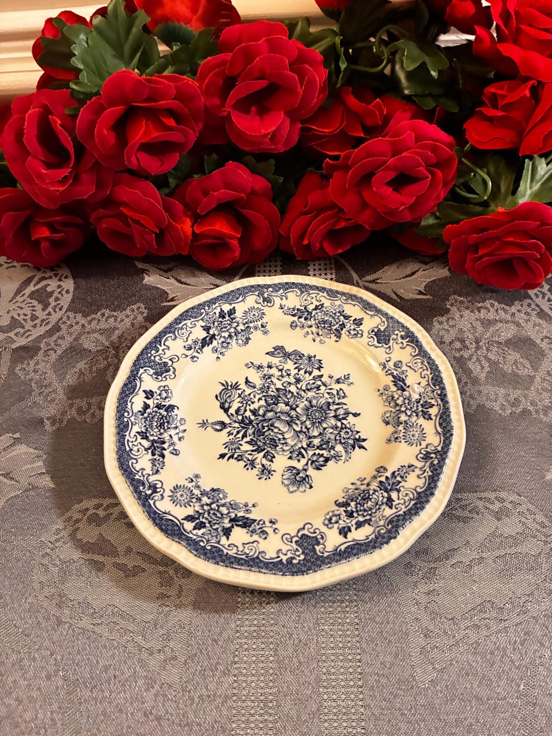 Kensington Staffords Balmoral Blue Floral Pattern Ironstone Plate, 7 ...