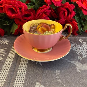 Aynsley Pink Fruit Orchard Harvest Teacup and Saucer