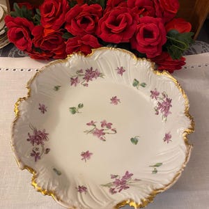 Vintage Limoges Serving Bowl: T&V Violets, Hand-Painted Porcelain