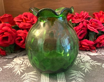 Green Pressed Glass Decorative Vase