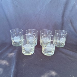 Set of 6 Apple Etched Rocks Glasses