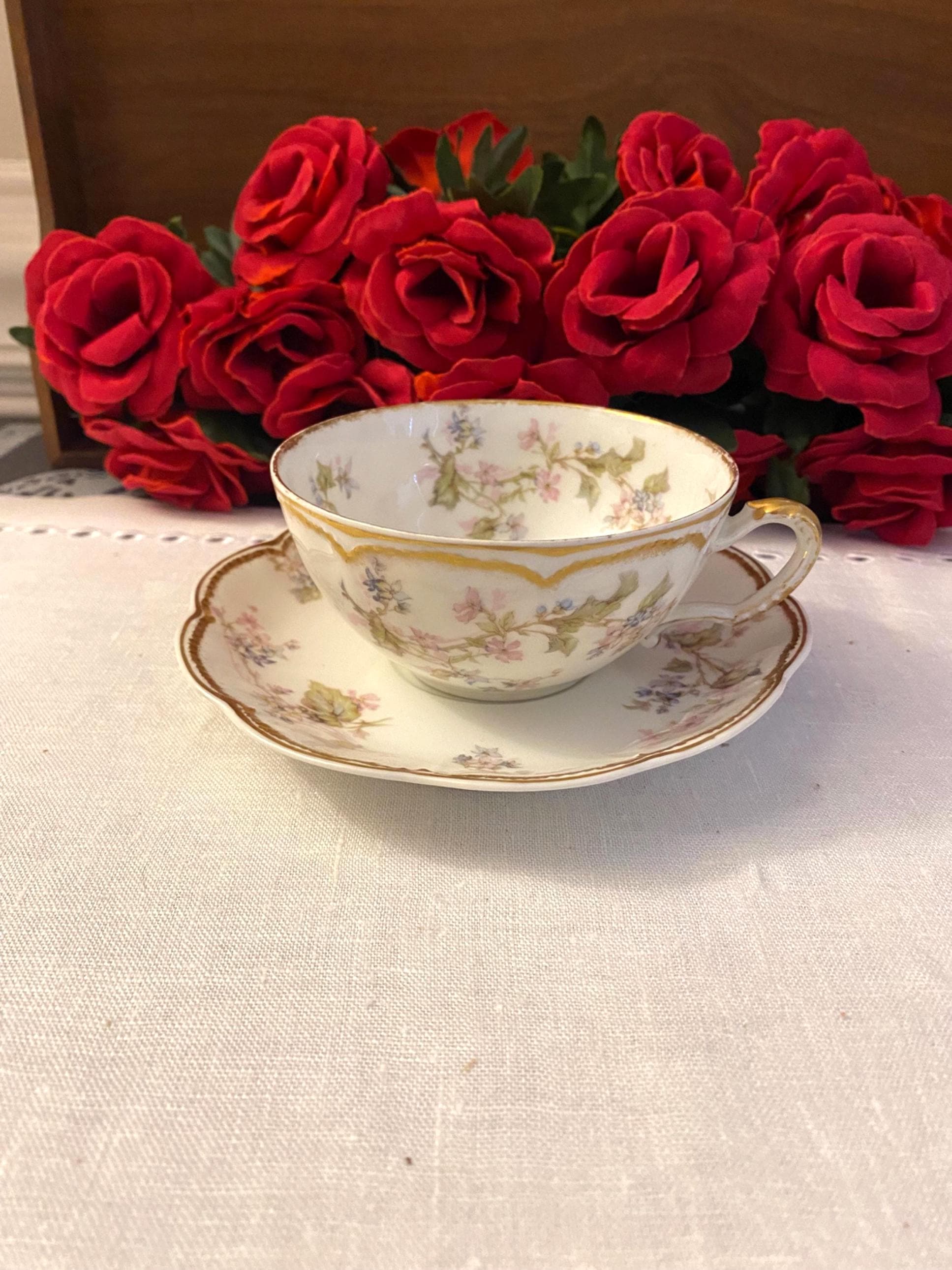 Theodore Haviland Limoges Pink Floral Teacup and Saucer - Etsy