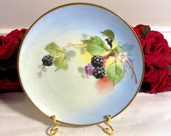 B Stouffer Hand Painted Blackberries  Plate 6.5”