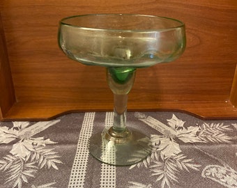 Mouth Blown In Mexico Light Green Margarita Glass