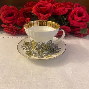 Lomonosov Russian Lace Teacup and Saucer / Vintage Teacups / Gifts For Tea Lovers / Fine Bone China