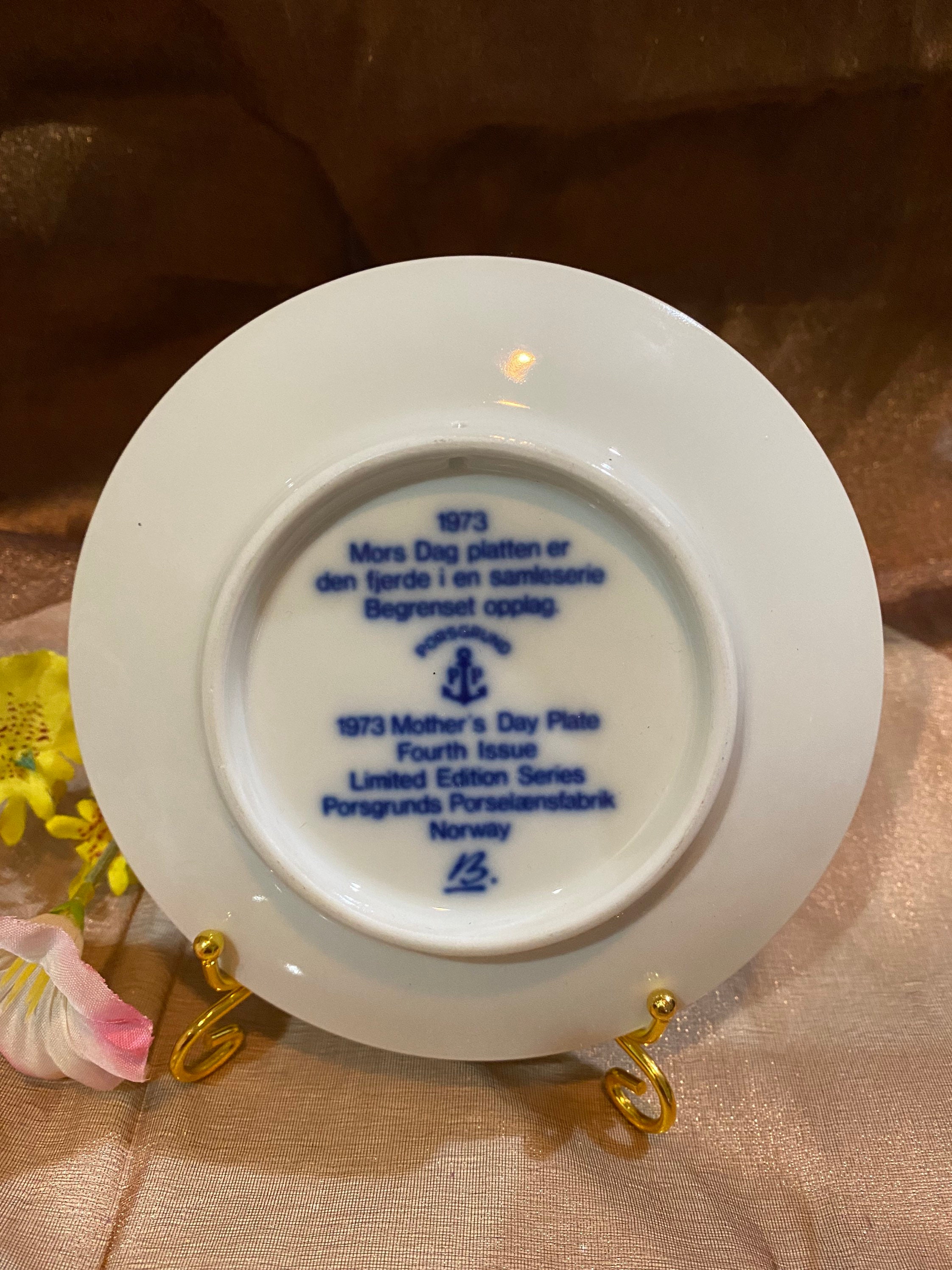 Porsgrund Norway Mors Dag Collectable Plate Mothers Day 1973 4th Issue limited 