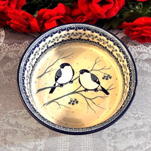 Handmade Polish Ceramika Artystyczna Boleslawiec Unikat Waiting Birds Bowl 6x2.25”