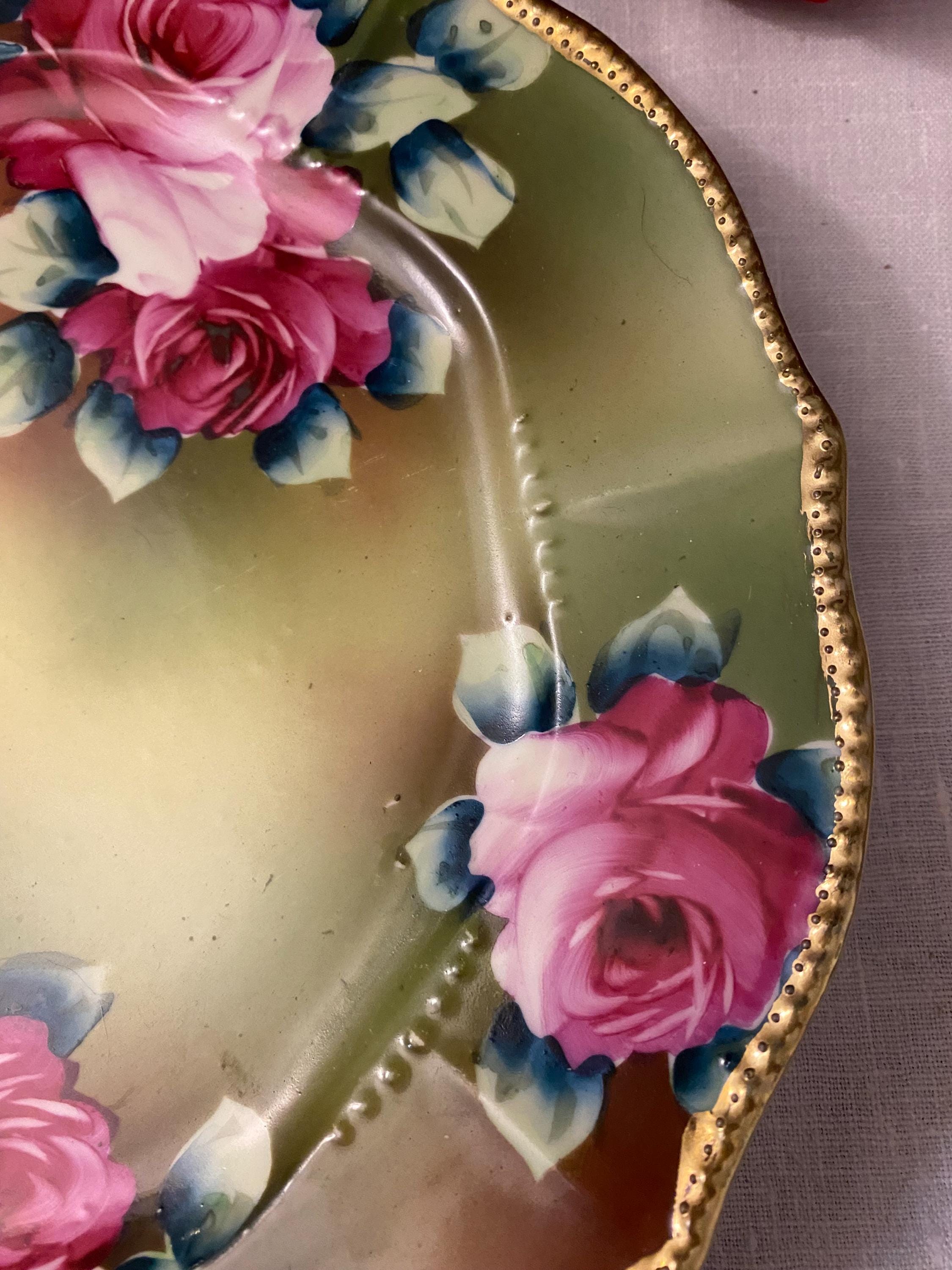 Nippon Roses Hand Painted Nippon Roses With Heavy Gold Raised Beading, Morimura Bros ...