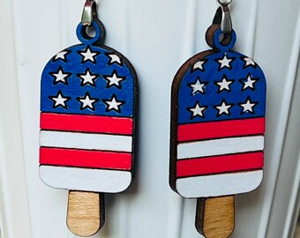 Popsicle earrings, Ice cream earrings, Patriotic earrings, 4th of July earrings, American Flag earrings, USA earrings, Independence Day