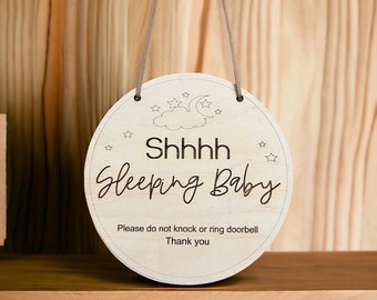 Sleeping baby sign, Baby gift, New parents gift, Do not knock baby sign, Baby shower gift, baby sleeping, baby gift, baby sign, door sign