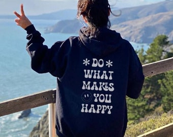 Do What Makes You Happy Groovy 70s Theme Unisex Heavy Blend Hooded Sweatshirt, Multiple Sizes and Colors Available!