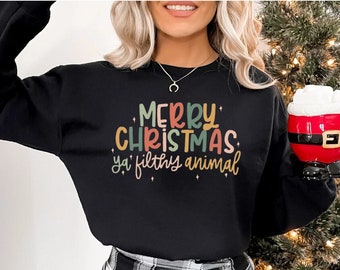 Joyeux Noël seul à la maison Funny Christmas Crewneck, Pull de Noël, Chemise de Noël drôle, Crewneck de Noël, Cadeaux pour elle