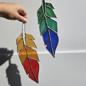 NEW! Custom Stained Glass Feather Suncatcher - Window Art - Glass Art