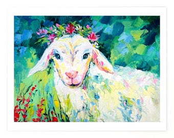 羊　油彩画 羊の横顔、ステファノ・ブルッツィ（1835-1911）による絵画、厚紙に油彩