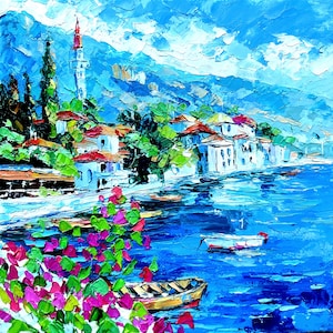 Italy Painting Amalfi Coast Original Art Seascape by LeisanArt