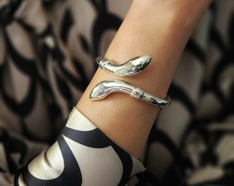 Two headed snake bracelet in sterling silver 925