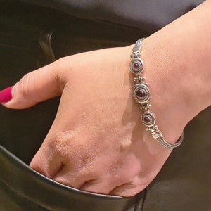 Handmade Byzantine style bracelet in sterling silver 925 with garnet gemstone/ Museum Jewelry/ Ancient Greek/ Art Luxury/ Garnet