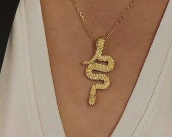 Handmade Snake pendant in gold plated sterling silver 925