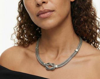 Handgjort Herkules-knuthalsband i sterlingsilver 925.