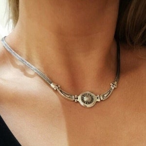 Handmade Byzantine style necklace in sterling silver 925