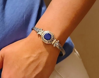 Elegantes Armband aus Sterling Silber 925 mit Lapis Lazuli / Perlmutt Edelstein