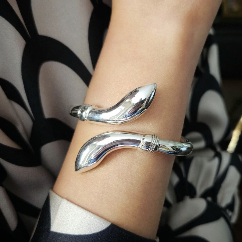 Two headed snake bracelet in sterling silver 925 image 2