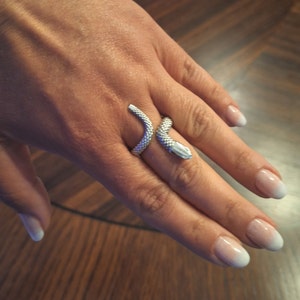 Handmade silver snake ring, sterling silver 925