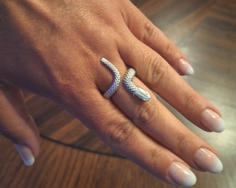 Anel de cobra de prata feito à mão, prata esterlina 925