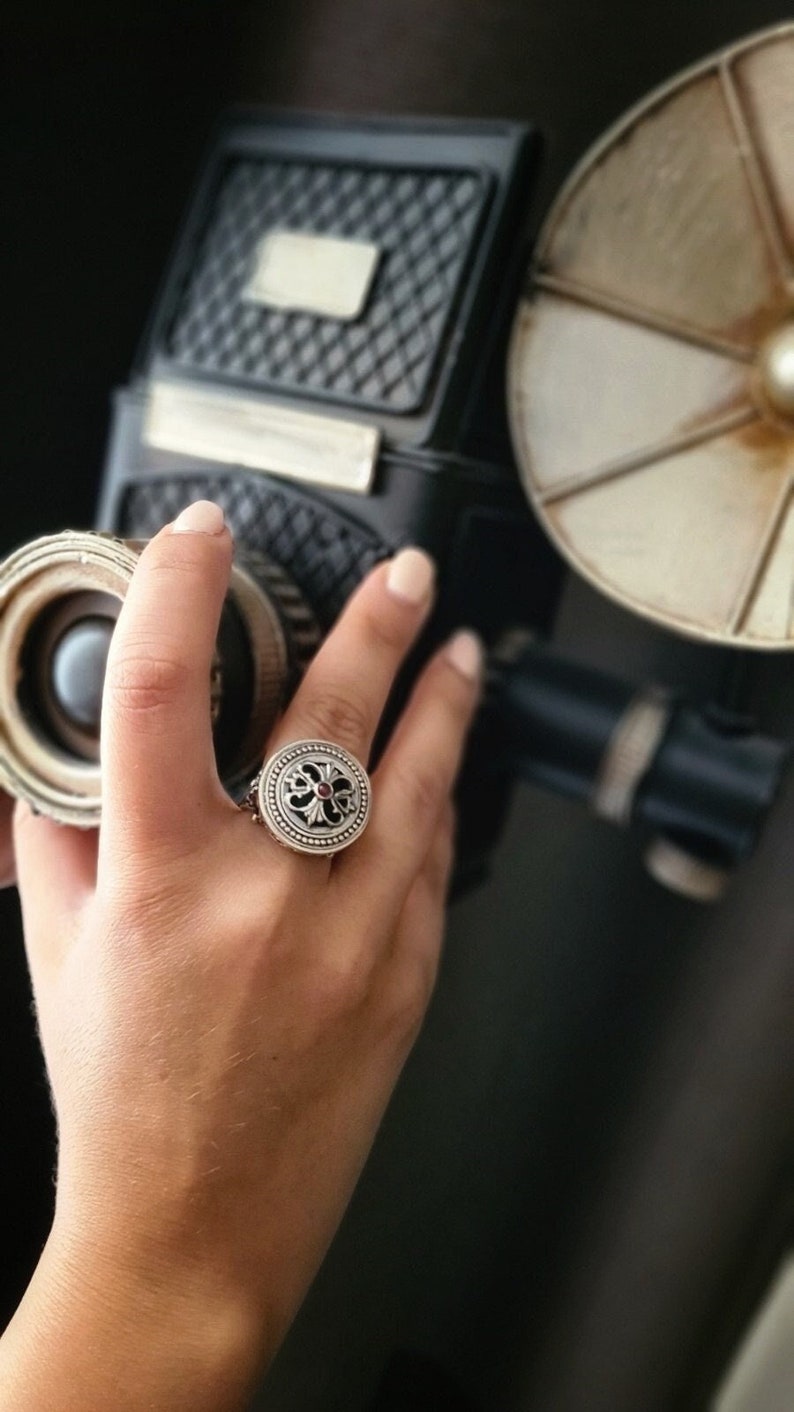 Handmade Byzantine style ring in sterling silver 925 with garnet gemstone /Ancient Greek /Museum jewelry /Byzantine ring /Art Luxury image 1