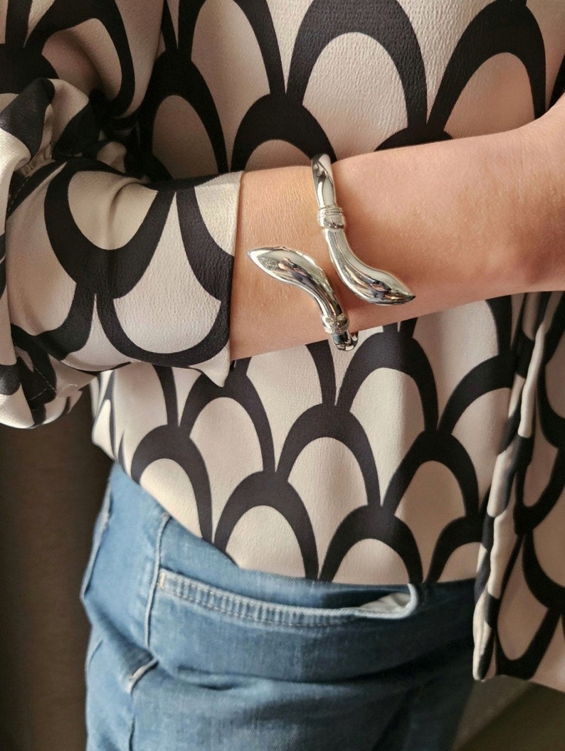 Two headed snake bracelet in sterling silver 925 image 6