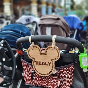 Mickey-Inspired Stroller Tag, Personalized Stroller Tag, Stroller Sign, Custom Stroller Tag, Stroller Accessory