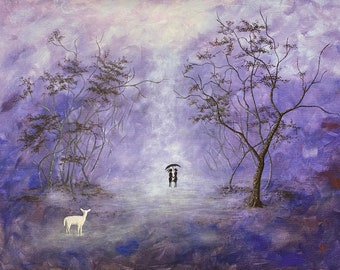 Tryst at Twilight, lesbian art print, By Jessica Schuster, Pride Art, LGBTQ