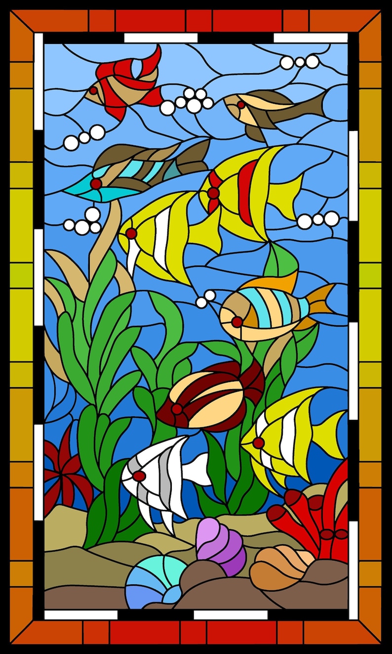 SVG File for Laser Cut Stained Glass Wood Art Stained Glass Fish 1 Etsy