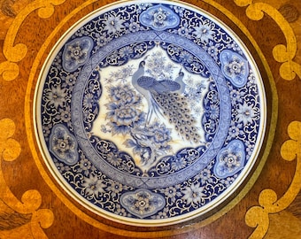 Vintage Peacock Trinket Dish, Takahashi San Francisco Porcelain - Cobalt Blue & Gold Gilt 4.5",  Made in Japan 1970s