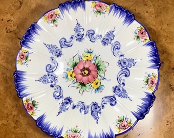 Vintage Skyros Plate, Floral Hand Painted Portuguese Plate, 9.25"