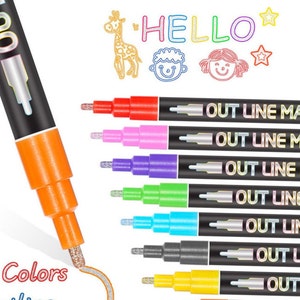 Outline Markers, Outline Pens, Silver Markers With Coloured Outlines, Hand  Lettering, Pen Set, Creative Gift Idea, Novelty Pens 