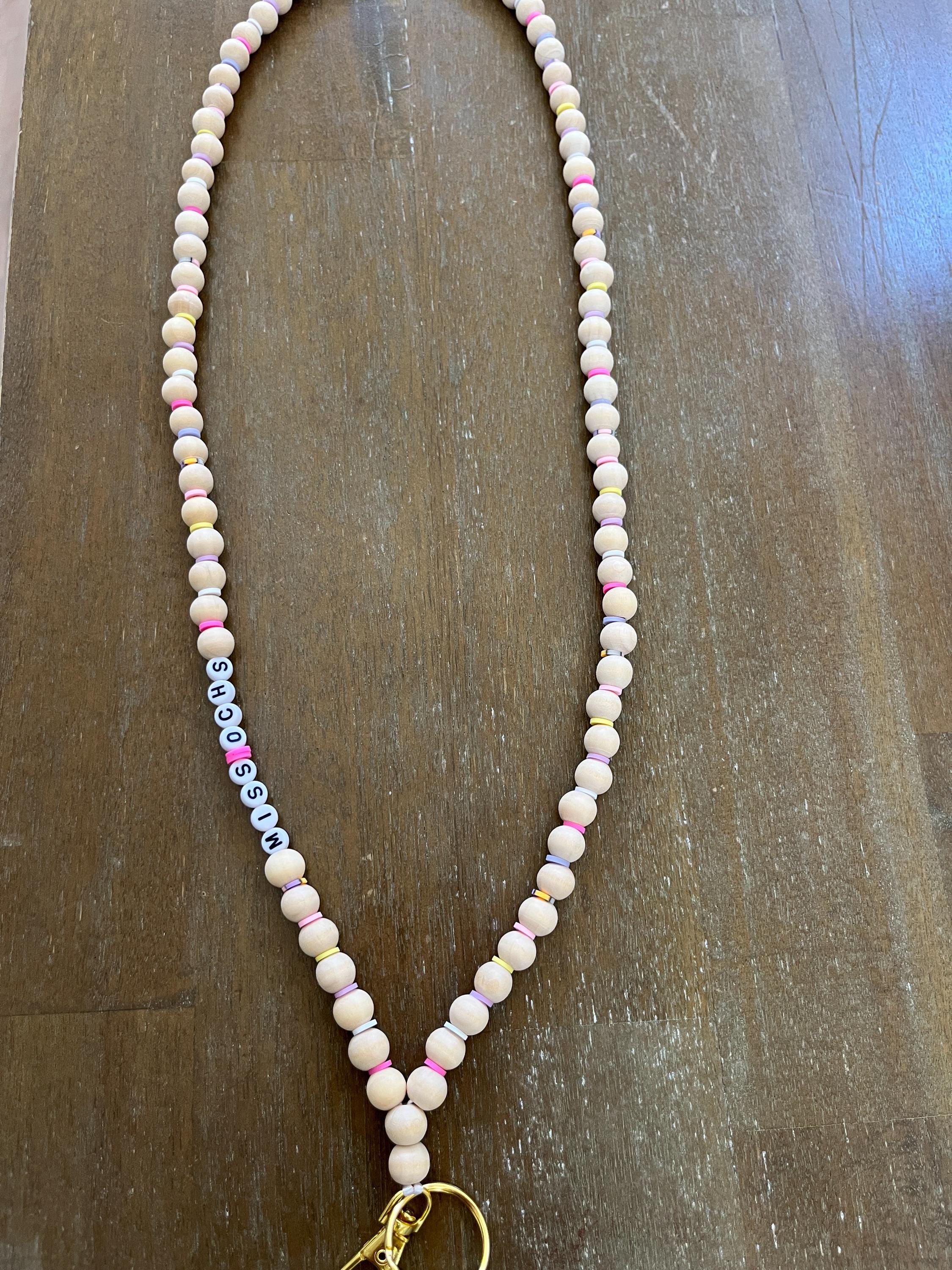 Teacher Lanyard, Colorful Teacher Lanyard, Teacher Name Lanyard, Wood ...