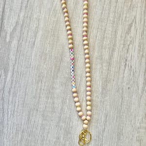 Teacher Lanyard, Colorful Teacher Lanyard, Teacher Name Lanyard, Wood Bead Lanyard, Personalized Bead Lanyard,
