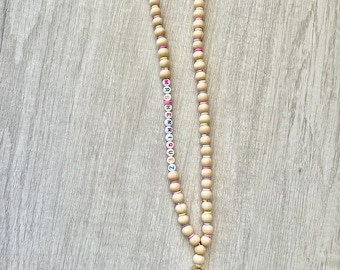 Teacher Lanyard, Colorful Teacher Lanyard, Teacher Name Lanyard, Wood Bead Lanyard, Personalized Bead Lanyard,