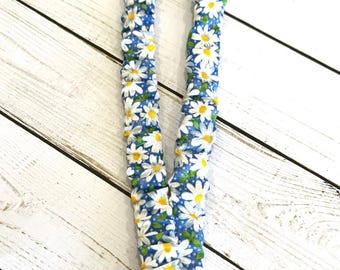Cordón para scrunchie, cordón para scrunchie con flores, cordón para profesor, cordón de tela,