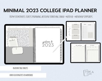 Minimal 2023 College Ipad Planner | Goodnotes Ipad Academic University Planner | Digital College Agenda