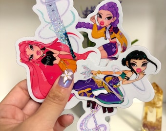 Stickers KPOP Demon Hunters Huntrix Bratz Paillettes