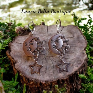 Half Moon Sun And Dangle Star Earrings