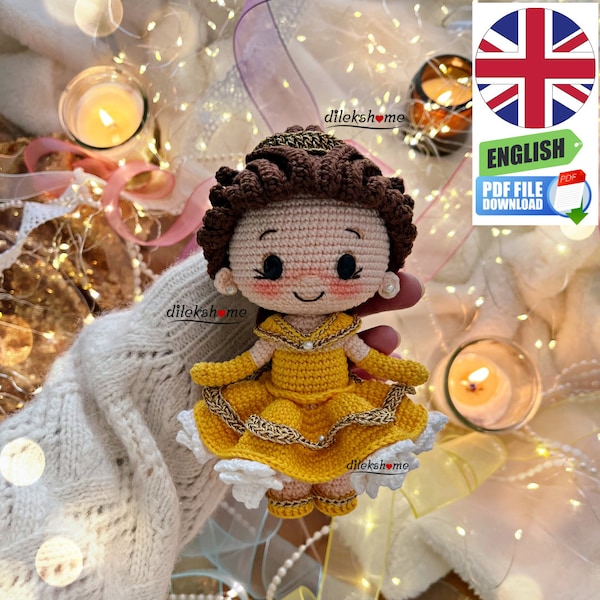 Crochet Pattern Princess Doll Yellow Dress Amigurumi Pdf English
