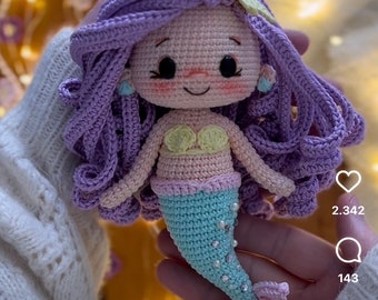 Handgemaakte zeemeermin pop Amigurumi speelgoed