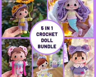 Häkelpuppe Häkelanleitung Bundle Digitaler Download PDF Handgemacht Puppe Kinderzimmer Dekor Baby Party Geschenk Geburtstag Geschenk Andenken Einzigartig Häkeln