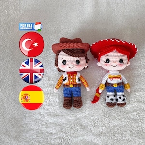 Amigurumi Crochet Pattern Bundle 2-in-1 – Little Sheriff & Little Cowgirl  Dolls – Cowboy Girl Boy Toy – PDF Tutorial (Digital Download)
